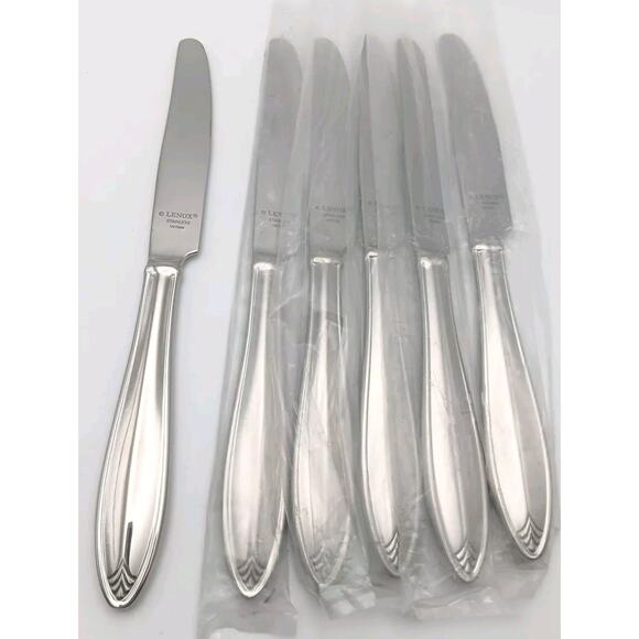 Lenox Covington 6 Place Dinner Knife Set 18/10 Stainless Flatware Vietnam - Picture 1 of 3